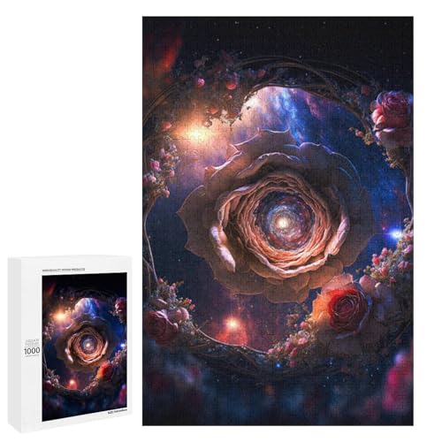 Puzzle für Erwachsene „Cosmic Flower“ 1000 Teile Holz rundes Puzzle für Erwachsene und Kinder ab 12 Jahren Lernspielzeug (75 x 50 cm) von linghhiming