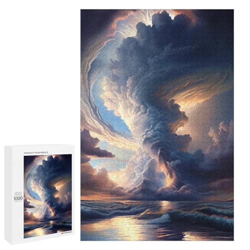 Puzzle für Erwachsene „Schöne Wolken“ rundes Holzpuzzle mit 1000 Teilen für Erwachsene und Kinder ab 12 Jahren (75 x 50 cm) von linghhiming