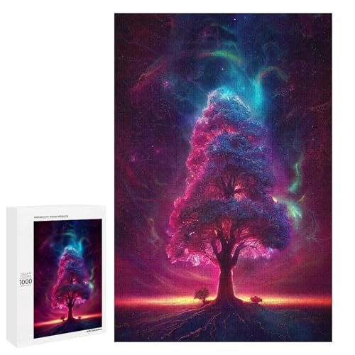 Puzzle für Erwachsene 1000 Teile Art Tree Holz rundes Puzzle für Kinder Lernspiel (75 x 50 cm) von linghhiming