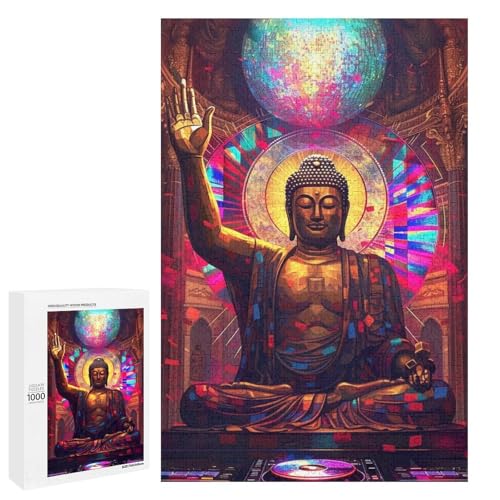 Puzzle für Erwachsene 1000 Teile Buddha Holz rund Puzzle (75 x 50 cm) von linghhiming