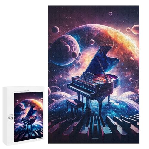 Puzzle für Erwachsene 1000 Teile Cosmic Piano runde Holzpuzzles (75 x 50 cm) von linghhiming