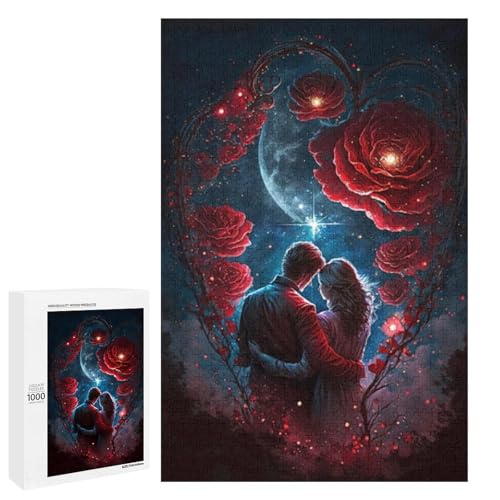 Puzzle für Erwachsene 1000 Teile Cosmic Rose Holz rundes Puzzle Lernspiel Herausforderungsspielzeug (75 x 50 cm) von linghhiming