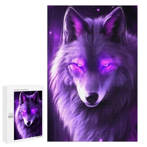 Puzzle für Erwachsene 1000 Teile Cosmic Wolf Family Holz rund Lernspiel Herausforderungsspielzeug (75 x 50 cm) von linghhiming