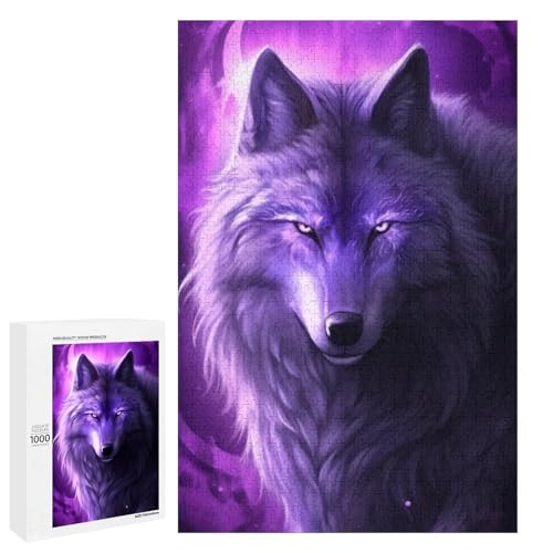 Puzzle für Erwachsene 1000 Teile Cosmic Wolf runde Holzpuzzles (75 x 50 cm) von linghhiming