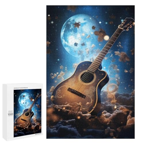 Puzzle für Erwachsene 1000 Teile Galaxie Gitarre rundes Holzpuzzle für Kinder Lernspiel (75 x 50 cm) von linghhiming