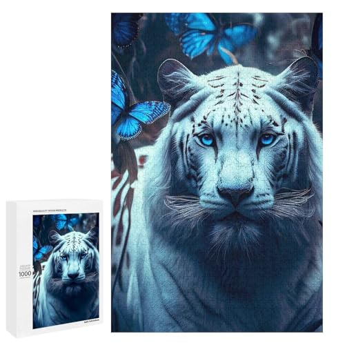 Puzzle für Erwachsene 1000 Teile Schmetterling Tiger runde Holzpuzzles (75 x 50 cm) von linghhiming