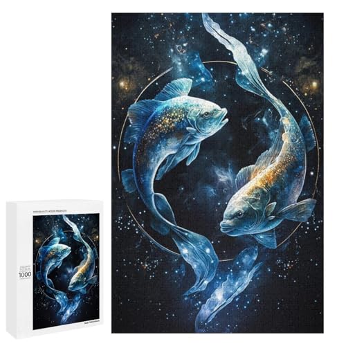 Puzzle für Erwachsene 1000 Teile Tier Goldfisch runde Holzpuzzles (75 x 50 cm) von linghhiming