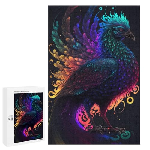 Puzzle für Erwachsene 1000 Teile Tier Phönix runde Holzpuzzles (75 x 50 cm) von linghhiming