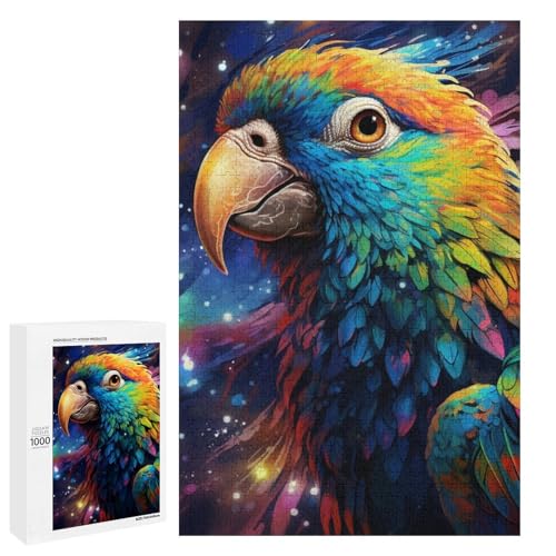 Puzzle für Erwachsene 1000 Teile Tiere Vögel Papageien Holzpuzzle für Kinder Lernspiel (75 x 50 cm) von linghhiming