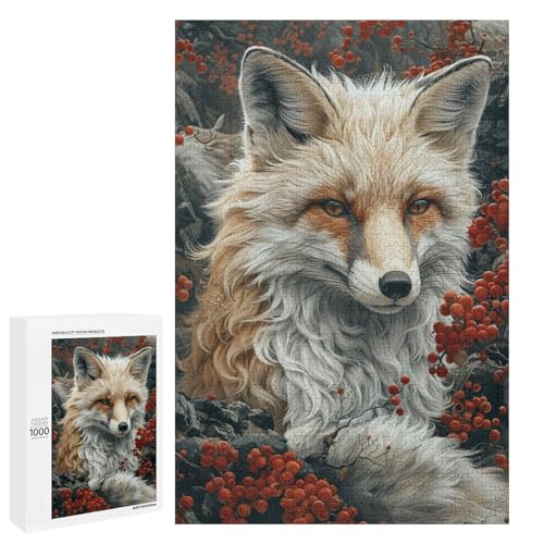 Puzzle für Erwachsene 1000 Teile Tierfuchs Holz rundes Puzzle für Kinder Lernspiel (75 x 50 cm) von linghhiming