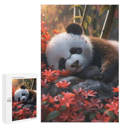 Puzzle für Erwachsene 1000 Teile Tierpanda Holz rundes Puzzle für Kinder Lernspiel (75 x 50 cm) von linghhiming