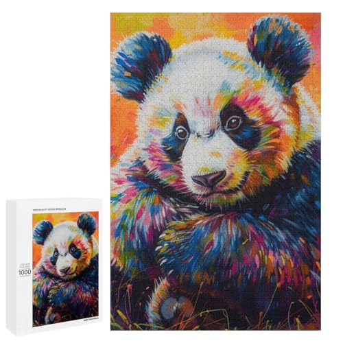 Puzzle für Erwachsene 1000 Teile Tierpanda Holz rundes Puzzle für Kinder Lernspiel (75 x 50 cm) von linghhiming