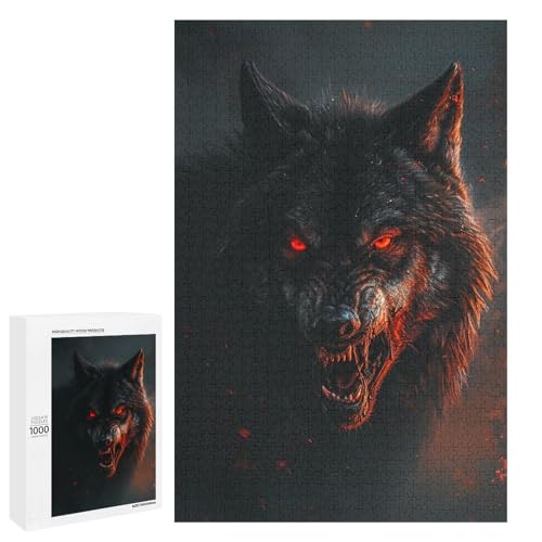 Puzzle für Erwachsene 1000 Teile Tierwolf Holz rundes Puzzle für Kinder Lernspiel (75 x 50 cm) von linghhiming