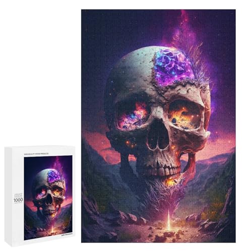 Puzzle für Erwachsene 1000 Teile kosmische Totenkopffamilie runde Holzpuzzles Lernspiel Herausforderungsspielzeug (75 x 50 cm) von linghhiming