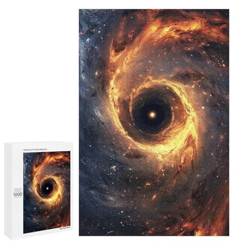 Puzzle für Erwachsene 1000 Teile kosmisches Schwarzes Loch runde Holzpuzzles (75 x 50 cm) von linghhiming