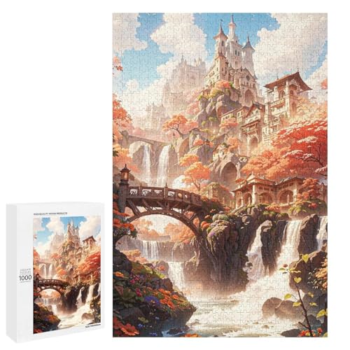 Puzzle für Erwachsene 1000 Teile verstecktes Kloster Holzpuzzle rund Lernspiel Herausforderungsspielzeug (75 x 50 cm) von linghhiming