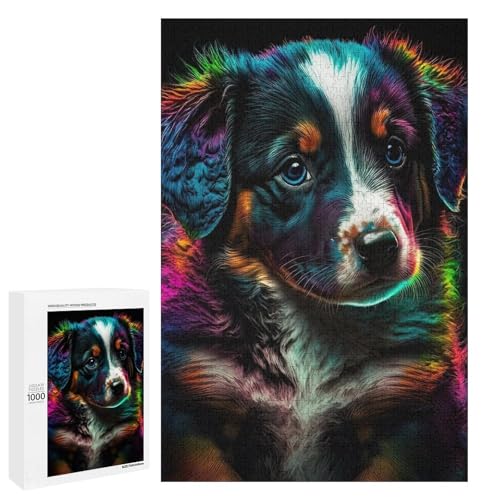 Puzzle für Erwachsene Art Dog 1000 teiliges Holz Rundpuzzle für Familienspiele (75 x 50 cm) von linghhiming