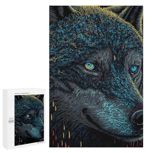 Puzzle für Erwachsene Art Wolf 1000 teiliges Holz Rundpuzzle für Kinder ab 12 Jahren Lernspielzeug (75 x 50 cm) von linghhiming