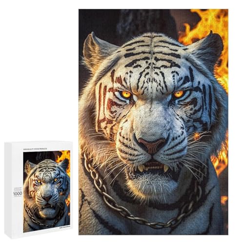 Puzzle für Erwachsene Captive Fire Tigers 1000 teiliges Holz Rundpuzzle für Kinder ab 12 Jahren Lernspielzeug (75 x 50 cm) von linghhiming