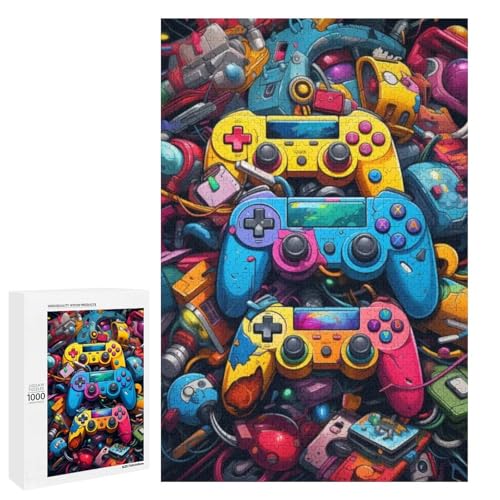 Puzzle für Erwachsene Cartoon Gamepad 1000 teiliges Holz Rundpuzzle für Kinder ab 12 Jahren Lernspielzeug (75 x 50 cm) von linghhiming