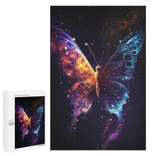 Puzzle für Erwachsene Cosmic Butterfly 1000 teiliges Holz Rundpuzzle für Kinder ab 12 Jahren Lernspielzeug (75 x 50 cm) von linghhiming