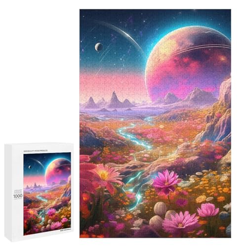 Puzzle für Erwachsene Fantasie Galaxie Planet Puzzleteile Holz rund Puzzle für Kinder ab 12 Jahren anspruchsvolles Spiel (75 x 50 cm) von linghhiming