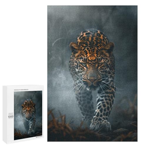 Puzzle für Erwachsene Leoparden Puzzle 1000 Teile rundes Holzpuzzle für Kinder ab 12 Jahren anspruchsvolles Spiel (75 x 50 cm) von linghhiming