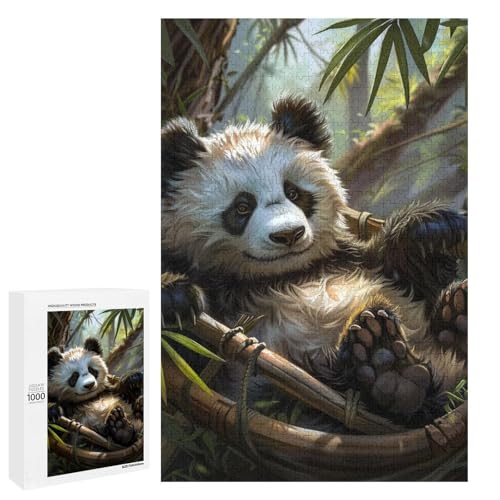 Puzzle für Erwachsene Tierpanda 1000 teiliges Holz Rundpuzzle für Familienspiele (75 x 50 cm) von linghhiming