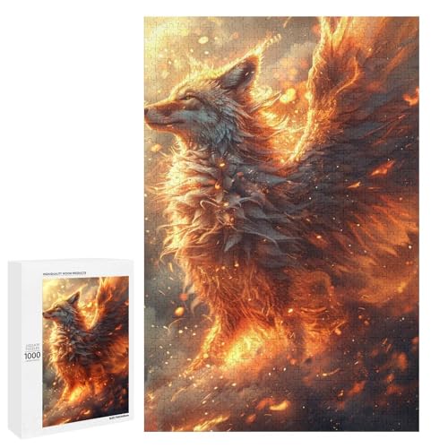 Puzzle für Erwachsene Tierwolf 1000 teiliges Holz Rundpuzzle für Kinder ab 12 Jahren Lernspielzeug (75 x 50 cm) von linghhiming