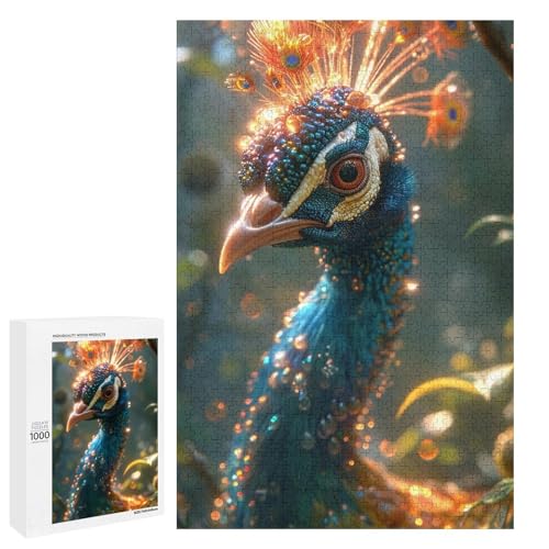 Puzzle für Erwachsene bunter Pfau Puzzleteile rundes Holzpuzzle für Kinder ab 12 Jahren anspruchsvolles Spiel (75 x 50 cm) von linghhiming