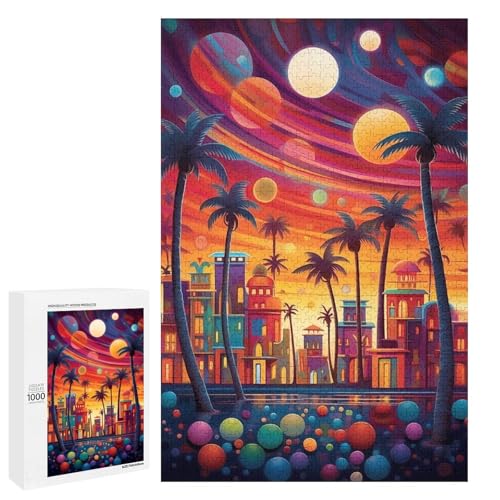 Puzzle für Erwachsene schöne Strandlandschaft Puzzleteile runde Holzpuzzles für Kinder ab 12 Jahren anspruchsvolles Spiel (75 x 50 cm) von linghhiming