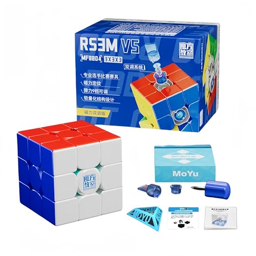 MOYU RS3M V5 Magnetischer 3x3x3 Speed Cube, Stickerless Professional Ball Core UV Maglev Magic Cube Roboter, 3D Puzzle Magic Toy for Kids & Adults (Magnetic Dual Adjustment Version) von lingsi_siling