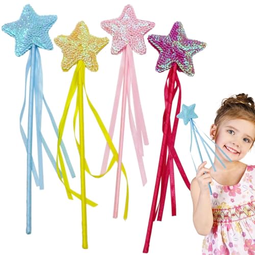 lisutupode Kinderstabpackungen, Glitzerprinzessin | 4X Fairy Dress-up Wand Prinzessin Set | Kinder Dress-up-Rodspiel für Hochzeiten von lisutupode