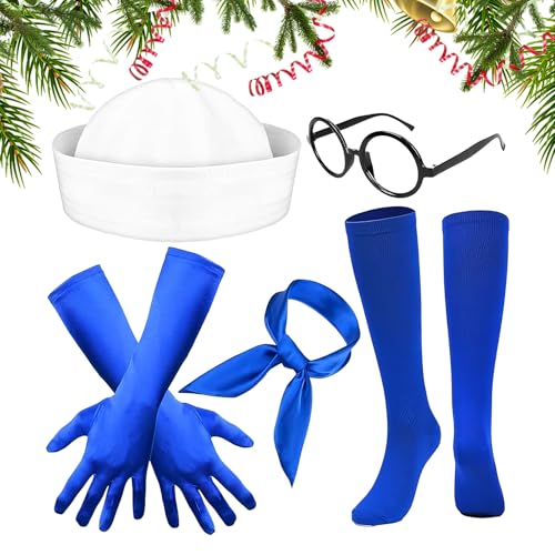 lisutupode Sailor Kostüm Damen | Halloween Sailor Verkleidung Partyzubehör | Elegantes Tuch Hut Strümpfe Handschuhe Brillengestell | Für Nautische Marine Yacht Segelparty Geburtstag Weihnachten lisutupode Sailor Kostüm Damen | Halloween Sailor Verkleidung Partyzubehör | Elegantes Tuch Hut Strümpfe Handschuhe Brillengestell | Für Nautische Marine Yacht Segelparty Geburtstag Weihnachten von lisutupode