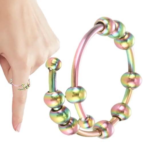 lisutupode Spinner-Ring-Schmuck, Fidget-Perlenring,Fidget Relaxing Jewelry Damen Spinnerring - Flexible Passform, bequemer Tragering, drehbare Perlenringe für Reisen, Arbeiten, Ausflüge von lisutupode