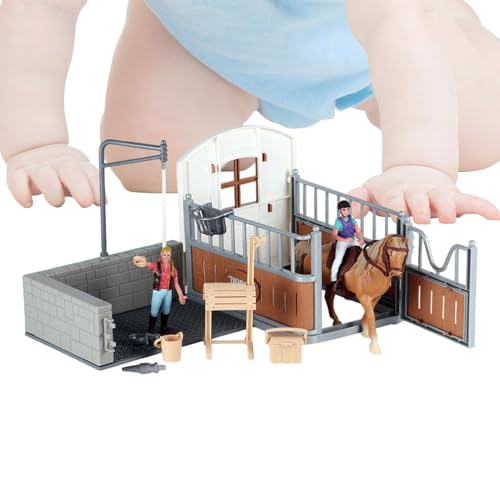 lisutupode estabiler Modell, Modell Stall Playset | Mädchen Farmtiere Set Figuren mit | Fun Realistic Totend Play Toys für Ostern, Kindertag, Thanksgiving von lisutupode