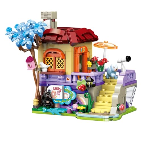 litodinogo QL1032 Traumhaus Baustein Stiftehalter, Fantasie Haus mit Tieren, Praktisches DIY-Spielzeug Geschenk für mädchen Jungen 6 Jahre, 364 PCS Klemmbausteine Stifthalter für Kinder von litodinogo