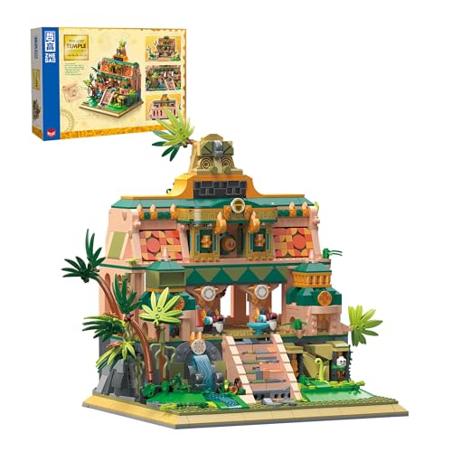 litodinogo ZHEGAO 612022 Der verlorene Tempel Bauklötze Set, 1645 PCS Mini Klemmbausteine, Architekturmodell eines tropischen Dschungel Palastes, Display Set für Erwachsene/Jugendliche von litodinogo