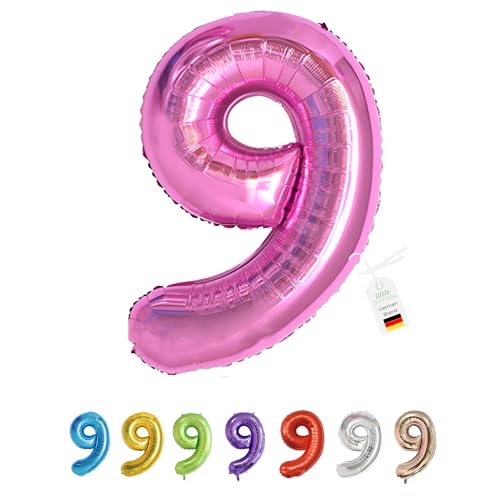 LITTLE BIRTHDAY | Zahlen Luftballon | Folienballon | Helium Gas Balloon Ballon | 101 cm | 0 1 2 3 4 5 6 7 8 9 in vielen Farben | Geburtstag | Kindergeburtstag | Deko | pink 9 von little Birthday