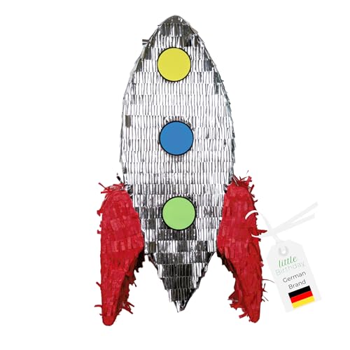 LITTLE BIRTHDAY | Rakete Pinata | Piñata Geburtstag Mädchen und Junge | 54x28x12cm | Süssigkeiten Kindergeburtstag | Pinata ohne Füllung | zum Befüllen | Astronauten Geburtstag für die Motto Party von little Birthday