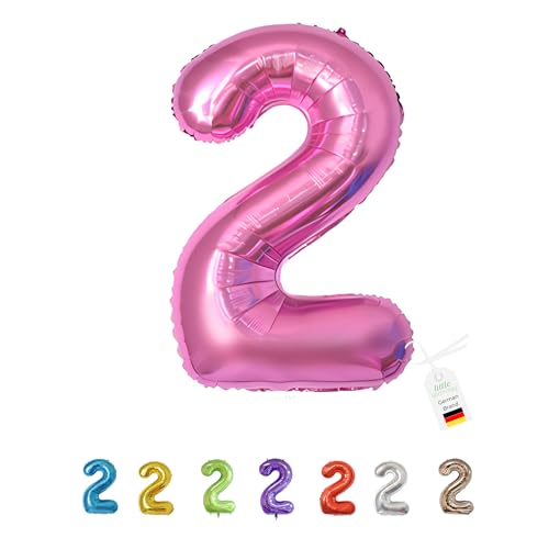 LITTLE BIRTHDAY | Zahlen Luftballon | Folienballon | Helium Gas Balloon Ballon | 101 cm | 0 1 2 3 4 5 6 7 8 9 in vielen Farben | Geburtstag | Kindergeburtstag | Deko | pink 2 von little Birthday