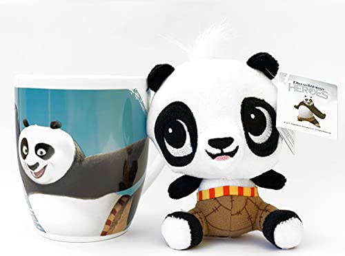 little Dreamers DreamWorks Heroes Geschenk Set - Shrek, Kung Fu Panda, Madagascar, Home - Tasse 300 ml + Plüschtier, Geschenkidee (Po - Panda) von little Dreamers