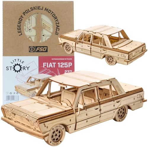 little story Holz Puzzle 3D pädagogisch Modell Do it Self Für Kinder Erwachsene Sammlerstück (FIAT 125P) von little story