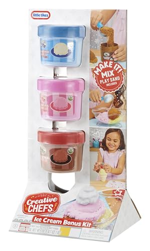 LITTLE TIKES Creative Chefs Ice Cream Kit - Rollenspiel-Eisladen, mit Realistischen Spielzeug-Zutaten, für Jungen und Mädchen ab 3 Jahren, Nicht ESSBAR von little tikes