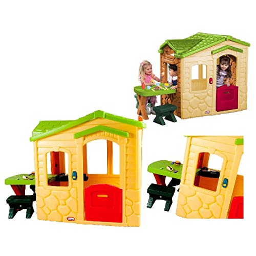 Little Tikes Gartenspielhaus - Gartenspielset - 20 Zubehörteile, Türklingel mit Soundeffekten - Fördert fantasievolles & aktives Spielen - für Alter 18 Monate bis 5 Jahre - Natur von little tikes