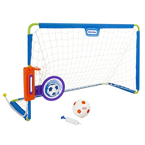 little tikes 2-in-1-Fußball-Set - Spielset für draußen mit Wasserspritzfunktion, eingebauter Zielscheibe und Ball - Montage erforderlich - für Kinder ab 3 Jahren von little tikes