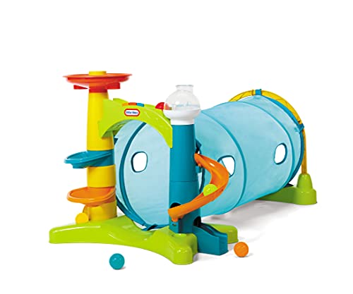 little tikes 658365EUC 2-in-1 Aktivitätstunnel-mit Ballrutsche, Fenster, Geräuschen & Musik-für aktives Spielen, fördert die Entwicklung-leichte Aufbewahrung-inkl. 5 Plastikbälle-ab 1 bis 3 Jahren von little tikes