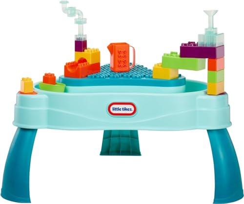 little tikes Build & Splash Water Table mit 25 Zubehörteilen - Nasses und Trockenes Spiel, Drinnen und Draußen - Spieltisch mit Abnehmbaren, Mitwachsenden Beinen - für Kinder von 1-6 Jahre von little tikes