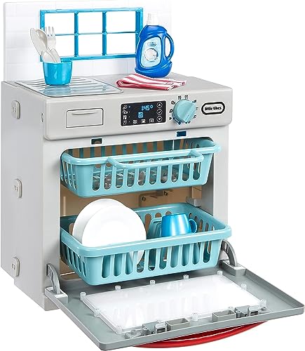 Little Tikes First Dishwasher - Realistischer Geschirrspüler für Kinder - Interaktives Spielzeug mit 14 Küchenutensilien für Kinder ab 2 Jahren, Small, Grey von little tikes