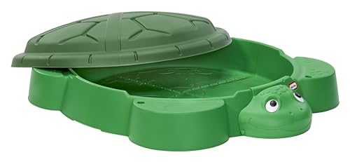 little tikes Turtle Sandbox - Grüner Sandkasten mit 4 geformten Sitzen, Schirmschlitzen und abnehmbarer Beleuchtung für Jungen und Mädchen im Alter von 1 bis 6 Jahre von little tikes